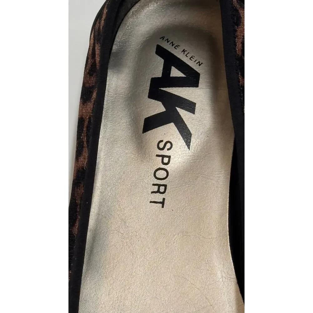 Anne Klein Sport AKALPHA Flats 10M Leopard Black Patent Bow Ballet Shoes